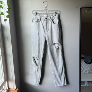 PacSun Light Gray Distressed Dad Jeans